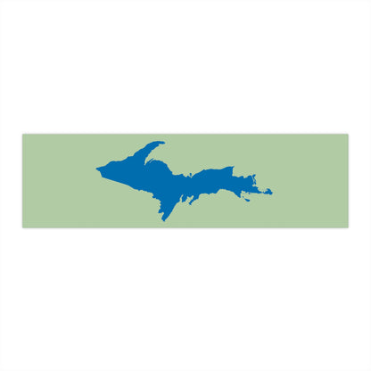 Michigan Upper Peninsula Bumper Sticker (w/ Azure UP Outline) | Green Tea Color Background