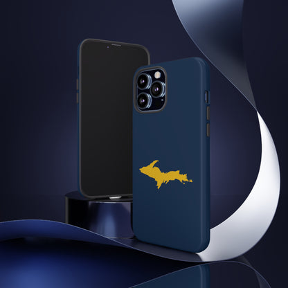 Michigan Upper Peninsula Tough Phone Case (Navy w/ Gold UP Outline) | Apple iPhone