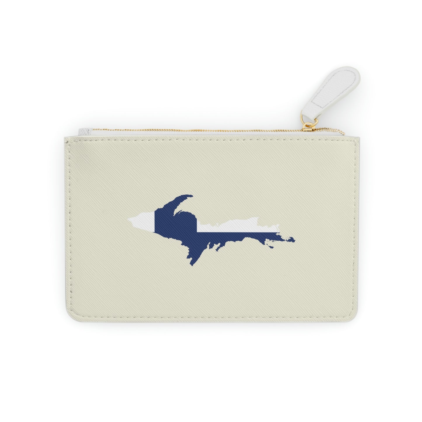 Michigan Upper Peninsula Mini Clutch Bag (Ivory Color w/ UP Finland Flag Outline)