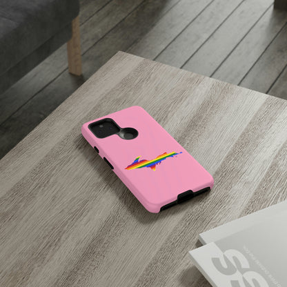 Michigan Upper Peninsula Tough Phone Case ('67 Caddie Pink w/ UP Pride Flag Outline) | Samsung & Pixel Android