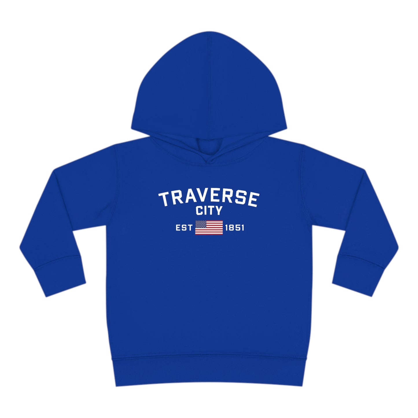 'Traverse City EST 1851' Hoodie (w/USA Flag Outline) | Unisex Toddler