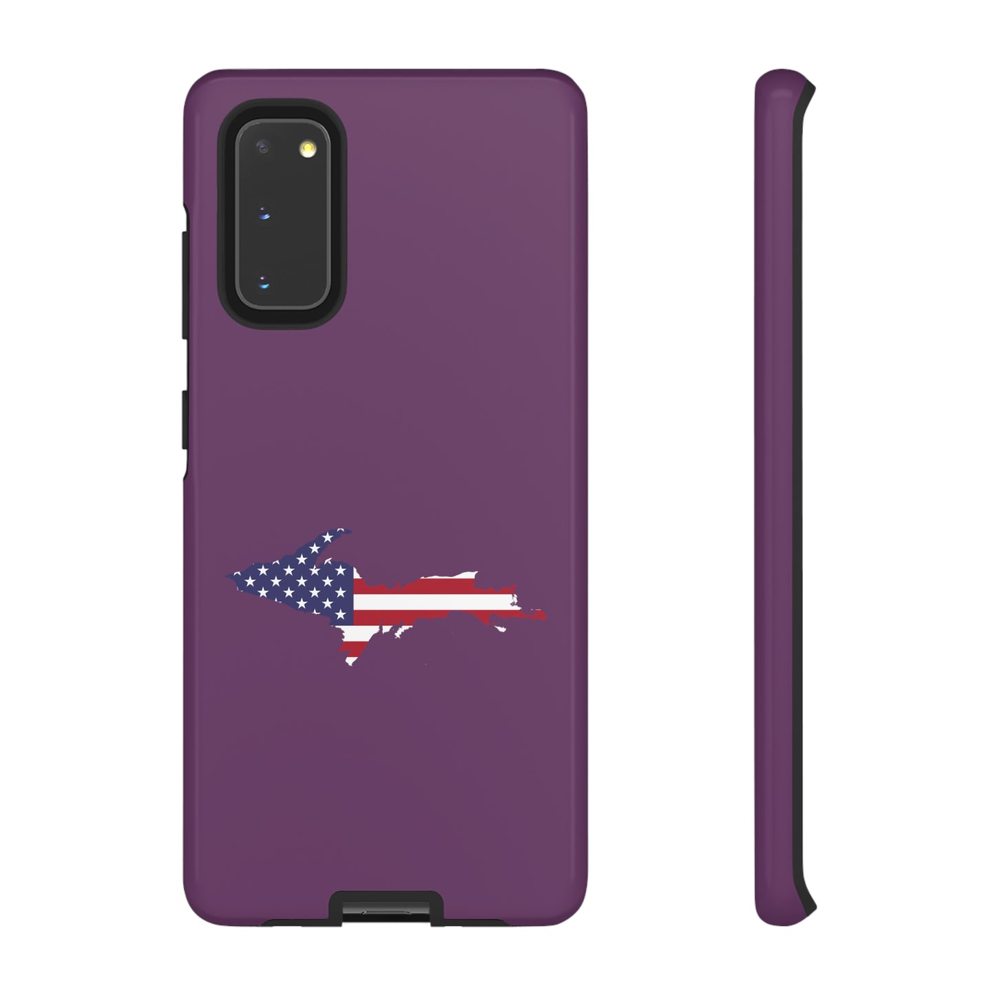 Michigan Upper Peninsula Tough Phone Case (Plum w/ UP USA Flag Outline) | Samsung & Pixel Android