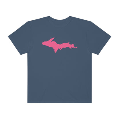 Michigan Upper Peninsula T-Shirt (w/ Pink UP Outline) | Unisex Garment-Dyed