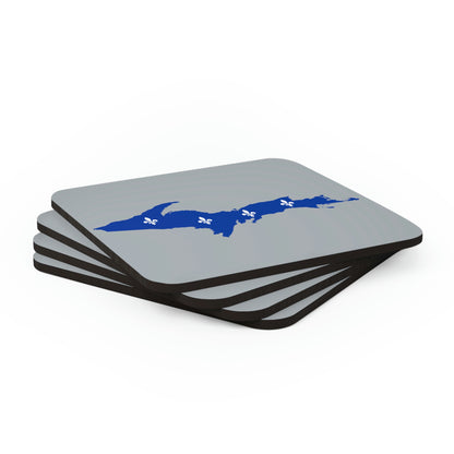 Michigan Upper Peninsula Coaster Set (Silver w/ UP Quebec Flag Outline) | Corkwood - 4 pack