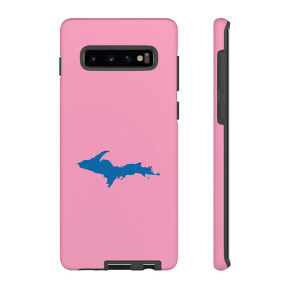 Michigan Upper Peninsula Tough Phone Case ('67 Caddie Pink w/ Azure UP Outline) | Samsung & Pixel Android