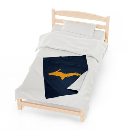 Michigan Upper Peninsula Plush Blanket (w/ Gold UP Outline) | Navy