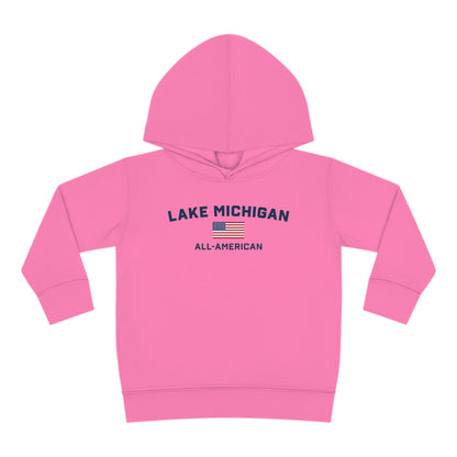 'Lake Michigan All-American' Hoodie (w/USA Flag Outline) | Unisex Toddler