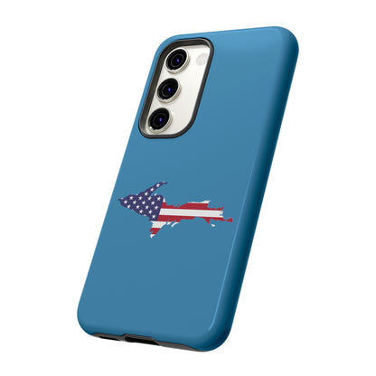 Michigan Upper Peninsula Tough Phone Case (Lake Michigan Blue w/ UP USA Flag Outline) | Samsung & Pixel Android