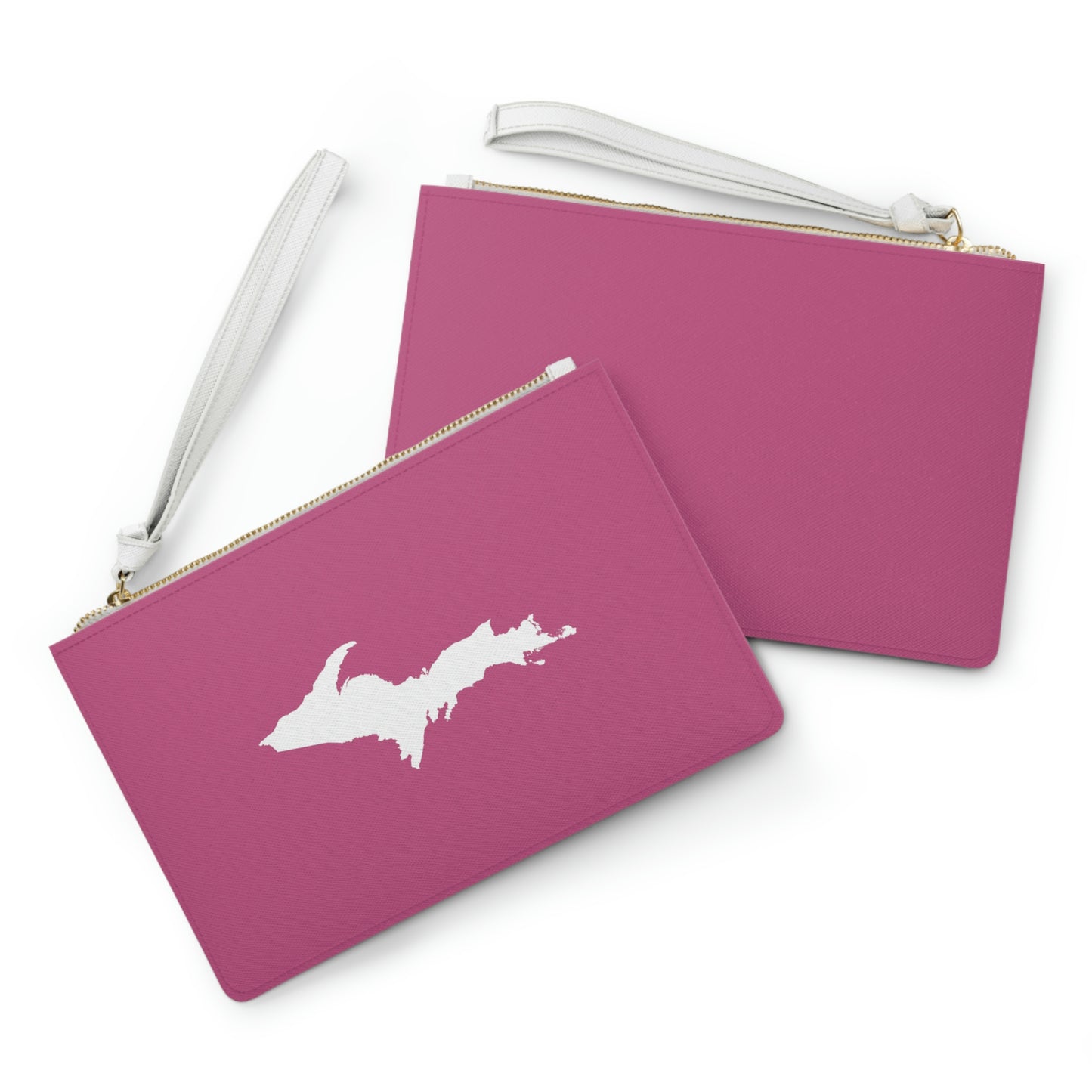 Michigan Upper Peninsula Clutch Bag (Apple Blossom Pink w/UP Outline)