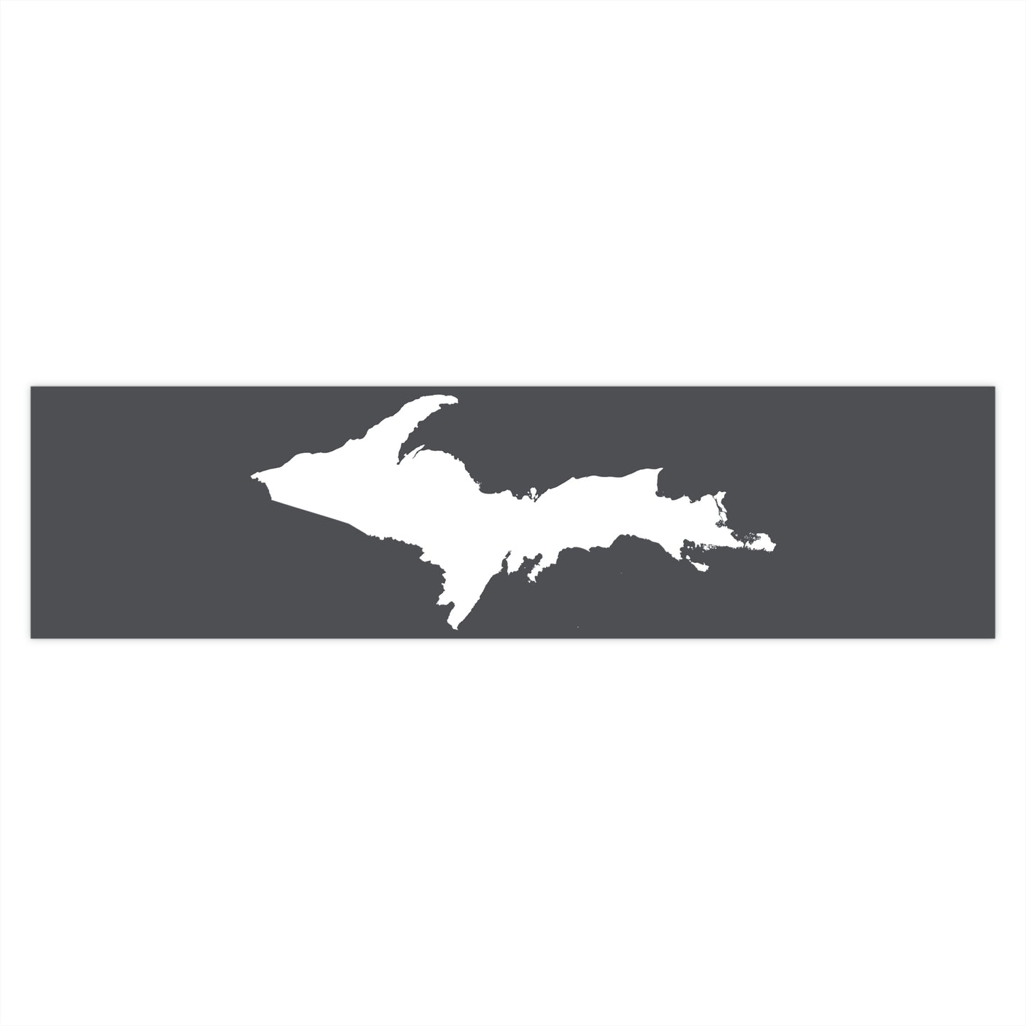 Michigan Upper Peninsula Bumper Sticker (w/ UP Outline) | Iron Ore Grey Background