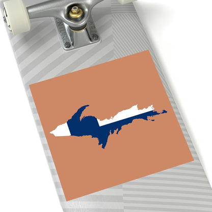 Michigan Upper Peninsula Square Sticker (Copper Color w/ UP Finland Flag Outline) | Indoor/Outdoor