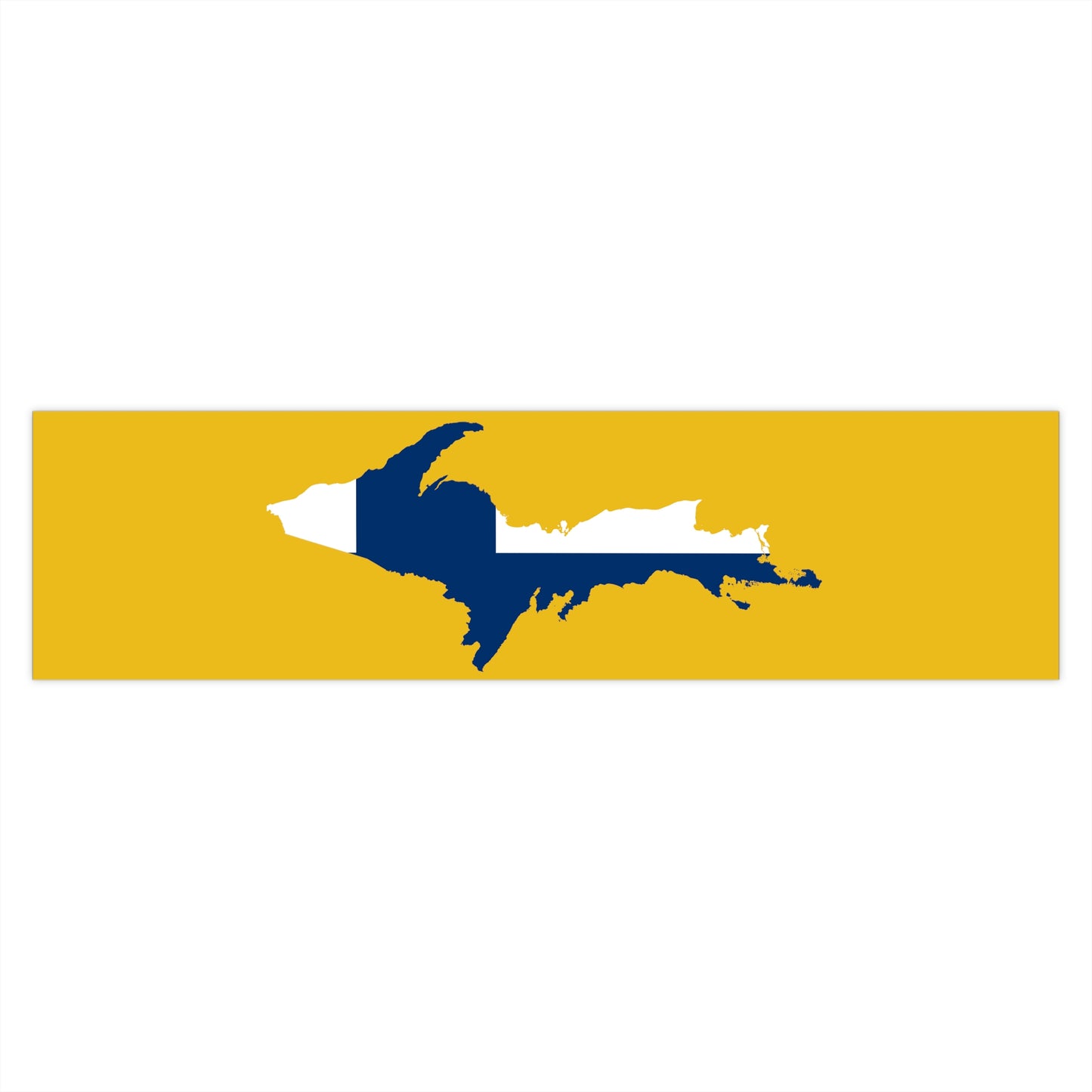 Michigan Upper Peninsula Bumper Stickers (w/ UP Finland Flag Outline) | Maple Color Background