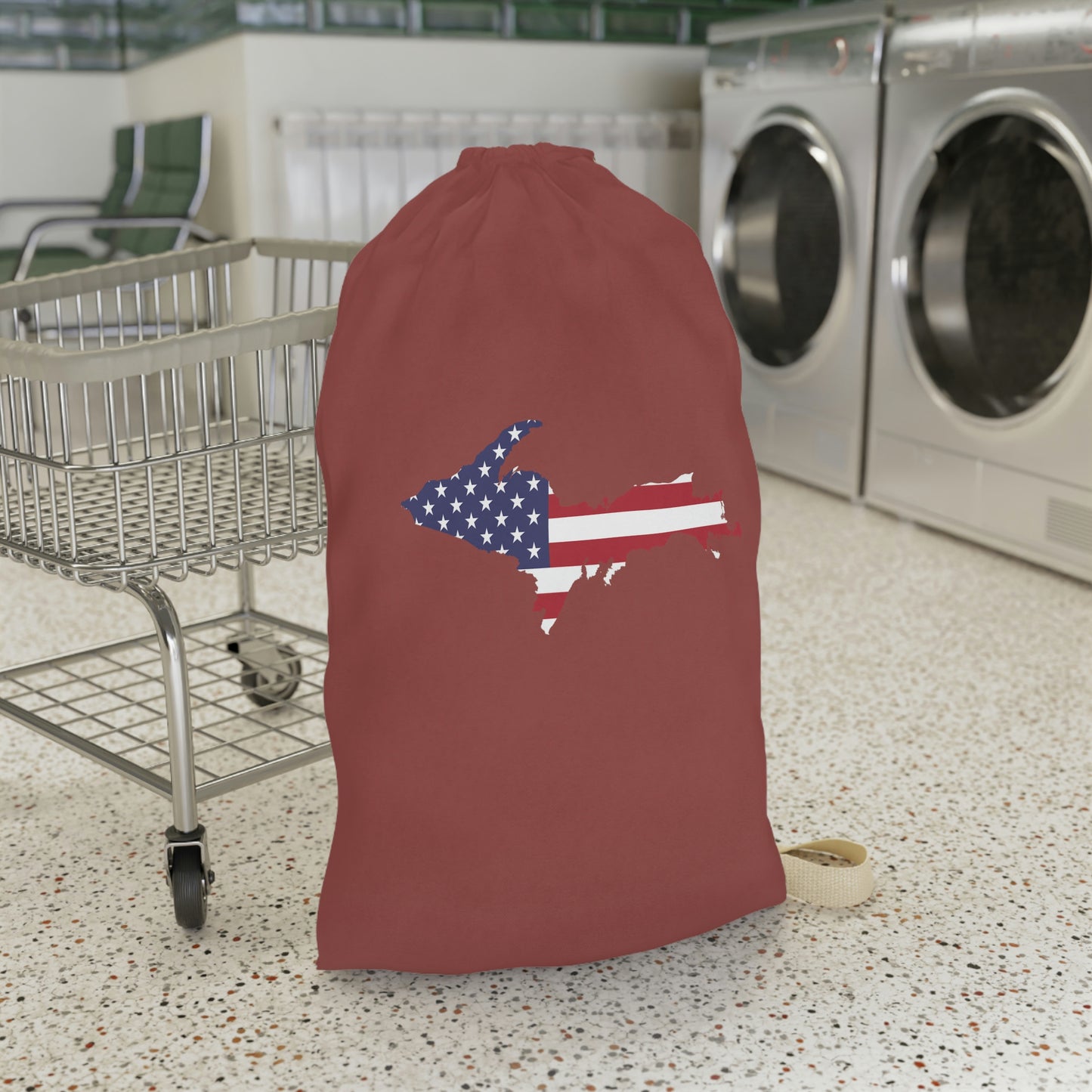 Michigan Upper Peninsula Laundry Bag (Ore Dock Red w/ UP USA Flag Outline)