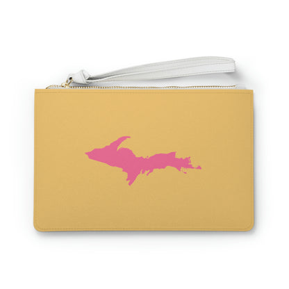 Michigan Upper Peninsula Clutch Bag (Citrine w/ Pink UP Outline)