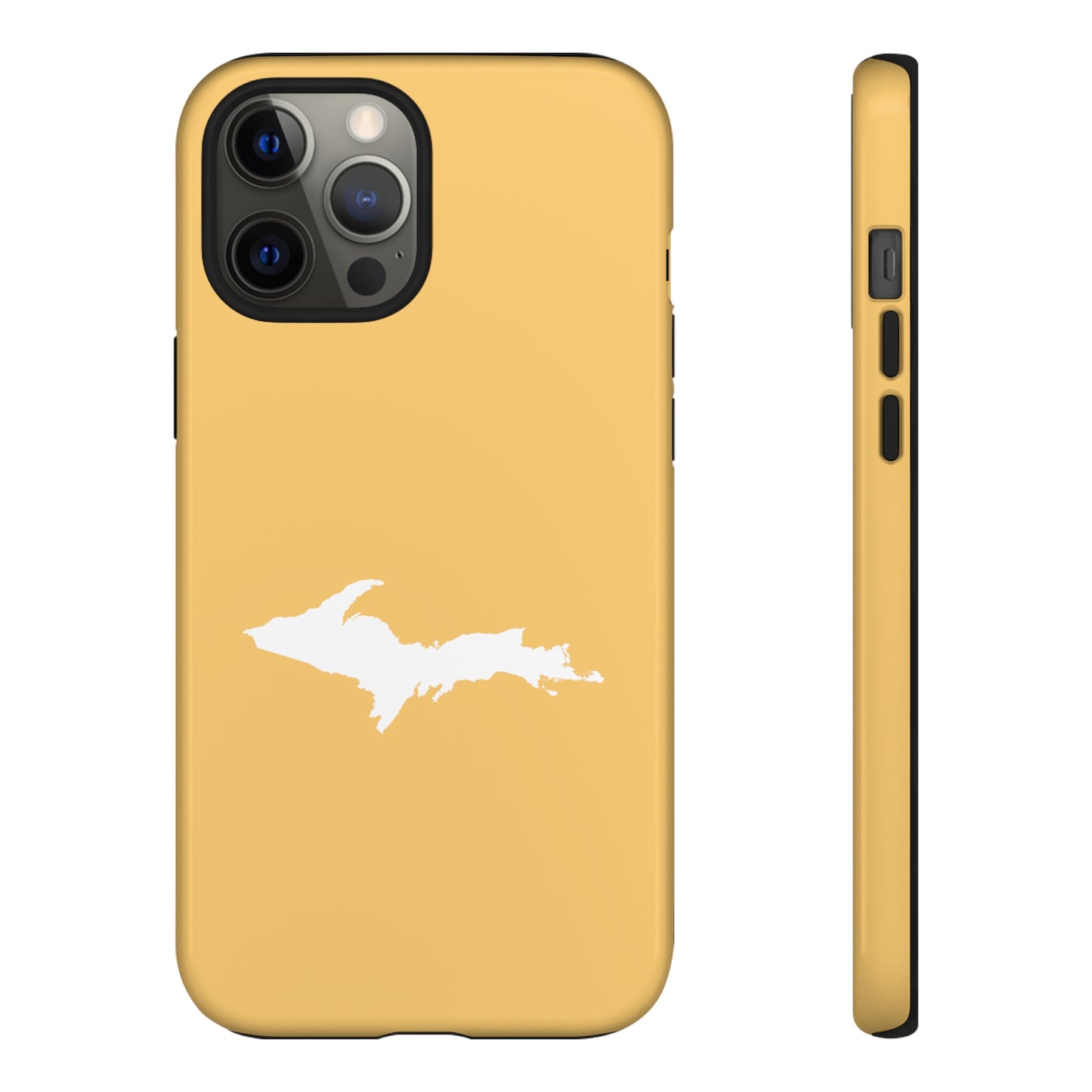 Michigan Upper Peninsula Tough Phone Case (Citrine Color w/ UP Outline) | Apple iPhone