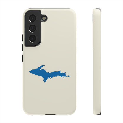 Michigan Upper Peninsula Tough Phone Case (Ivory Color w/ Azure UP Outline) | Samsung & Pixel Android