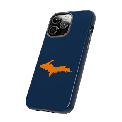 Michigan Upper Peninsula Tough Phone Case (Navy w/ Orange UP Outline) | Apple iPhone