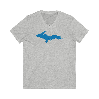 Michigan Upper Peninsula T-Shirt (w/ Azure UP Outline) | Unisex V-Neck