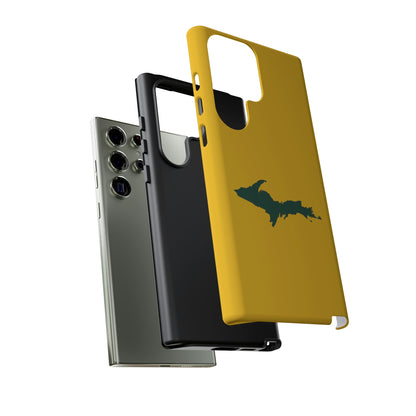 Michigan Upper Peninsula Tough Phone Case (Gold w/ Green UP Outline) | Samsung & Pixel Android