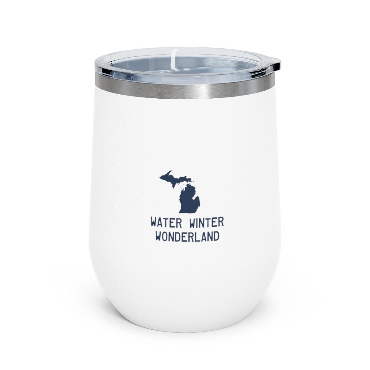 'Water Winter Wonderland' Michigan Insulated Wine Tumbler | 12oz Stainless Steel - Circumspice Michigan