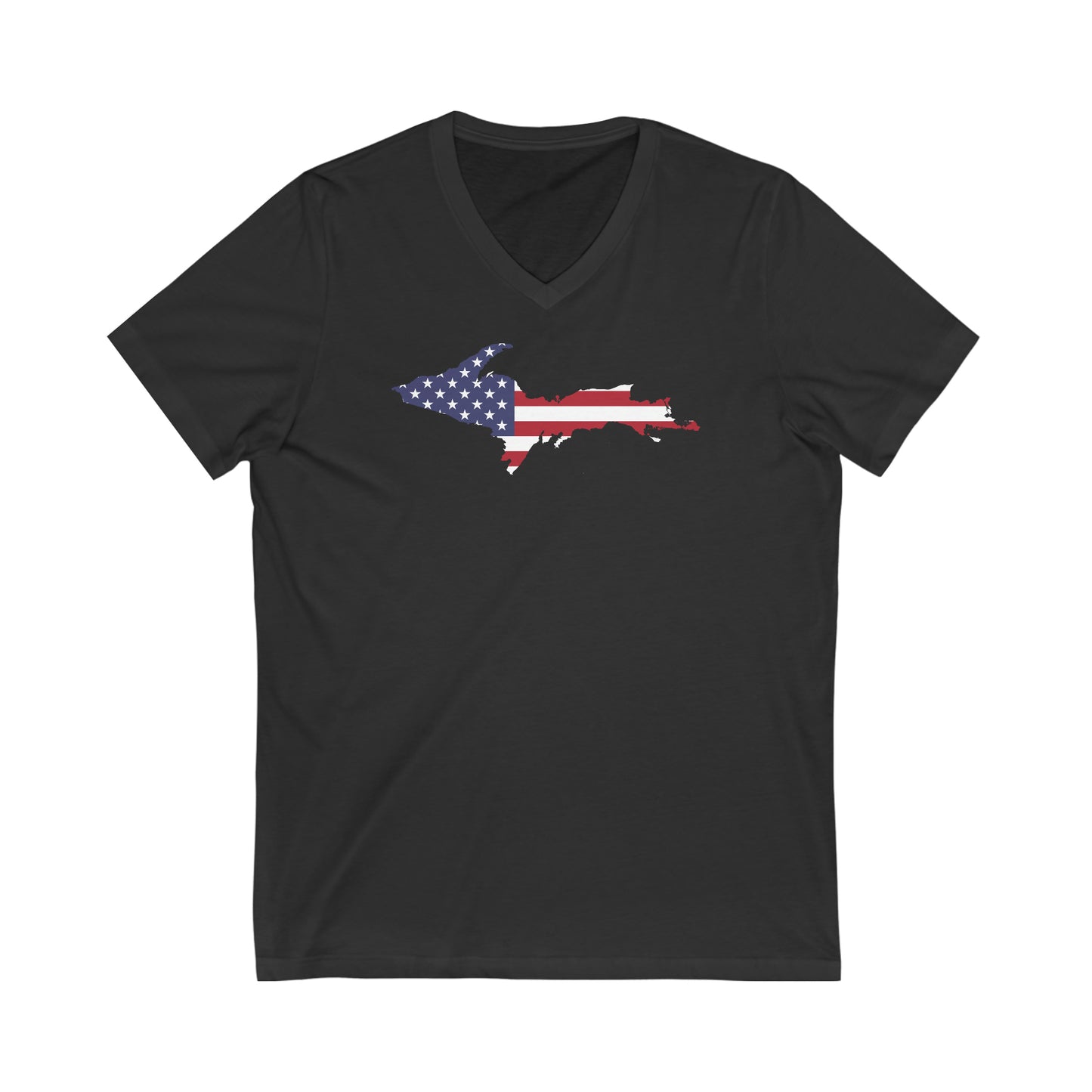 Michigan Upper Peninsula T-Shirt (w/ UP USA Flag Outline) | Unisex V-Neck