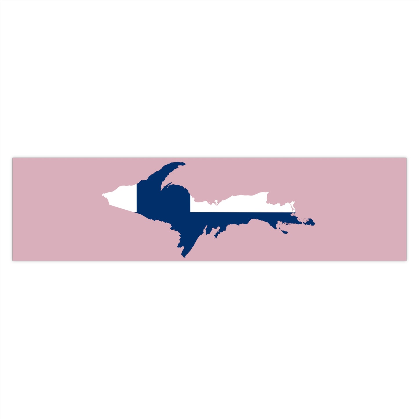 Michigan Upper Peninsula Bumper Stickers (w/ UP Finland Flag Outline) | Pink Background