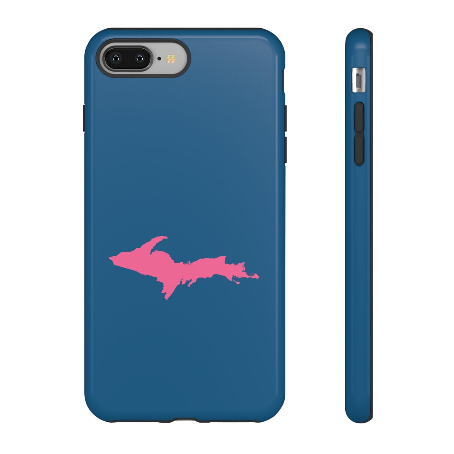 Michigan Upper Peninsula Tough Phone Case (Blueberry w/ Pink UP Outline) | Apple iPhone