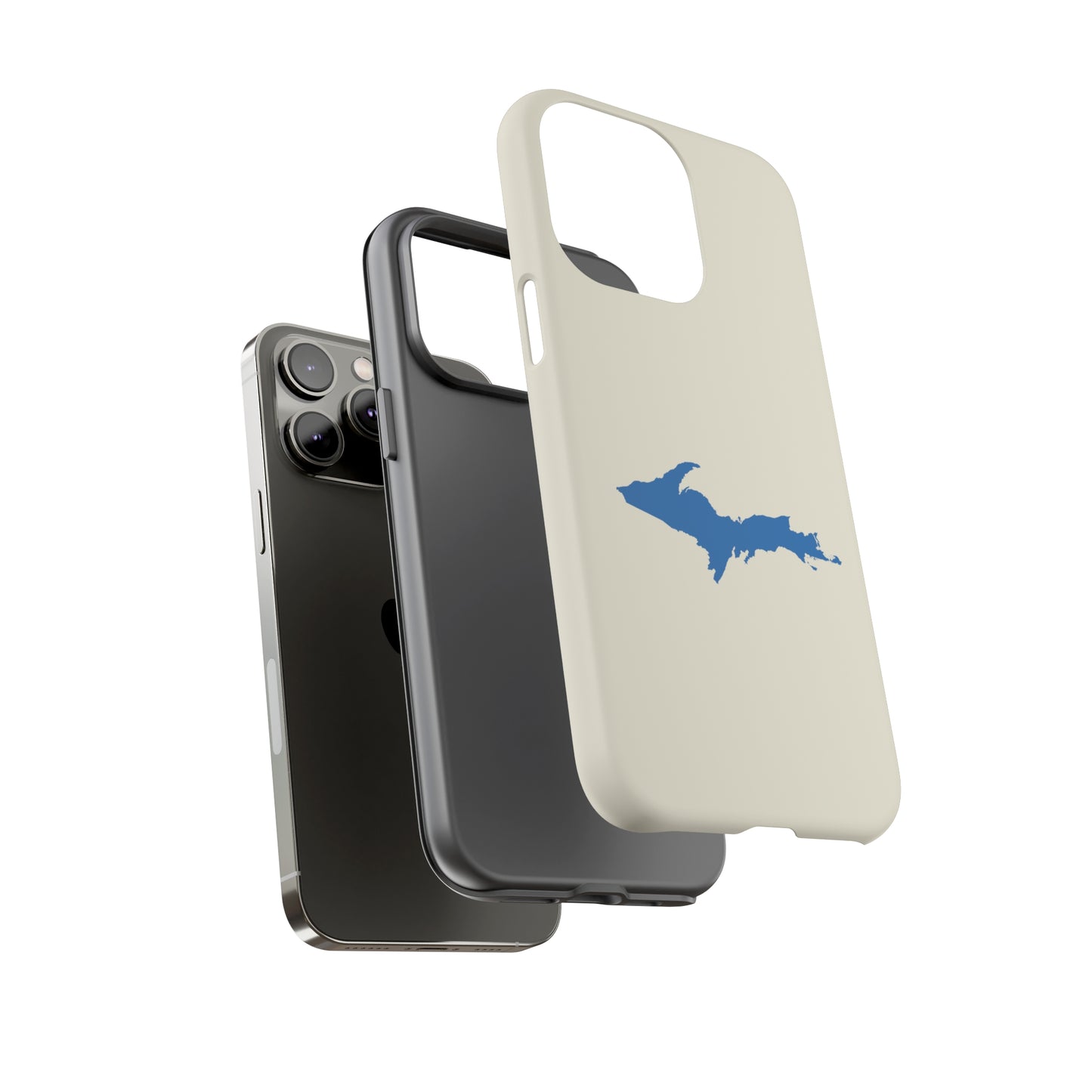 Michigan Upper Peninsula Tough Phone Case (Ivory Color w/ Azure UP Outline) | Apple iPhone