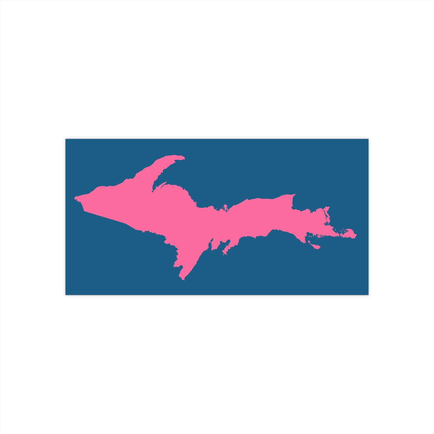 Michigan Upper Peninsula Bumper Sticker (w/ Pink UP Outline) | Blueberry Background