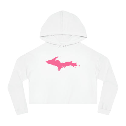 Michigan Upper Peninsula Hoodie (w/ Pink UP Outline) | Lightweight Cropped