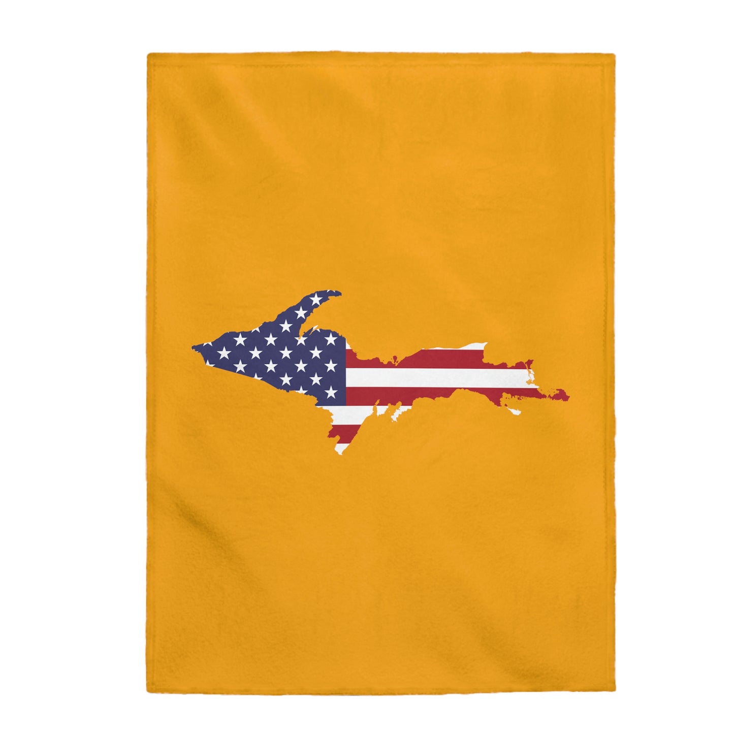 Michigan Upper Peninsula Plush Blanket (w/ UP USA Flag Outline) | Birch Leaf Orange