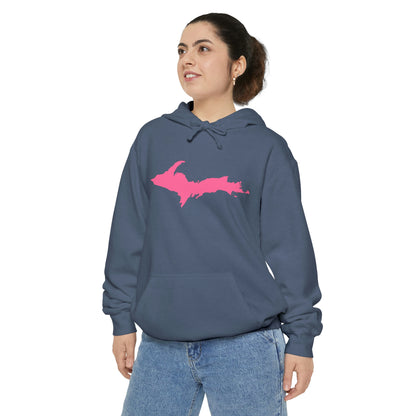 Michigan Upper Peninsula Hoodie (w/ Pink UP Outline) | Unisex Garment-Dyed