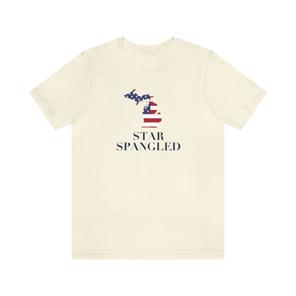 Michigan 'Star Spangled' T-Shirt (w/ MI USA Flag Outline) | Unisex Standard Fit