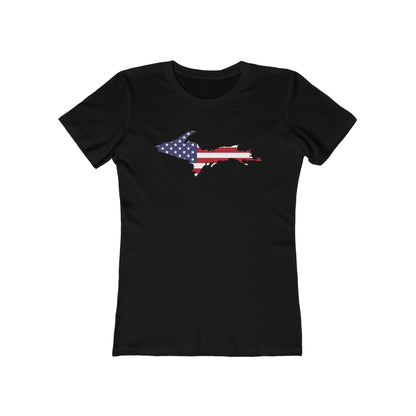 Michigan Upper Peninsula T-Shirt (w/UP MI USA Flag Outline) | Women's Boyfriend Cut