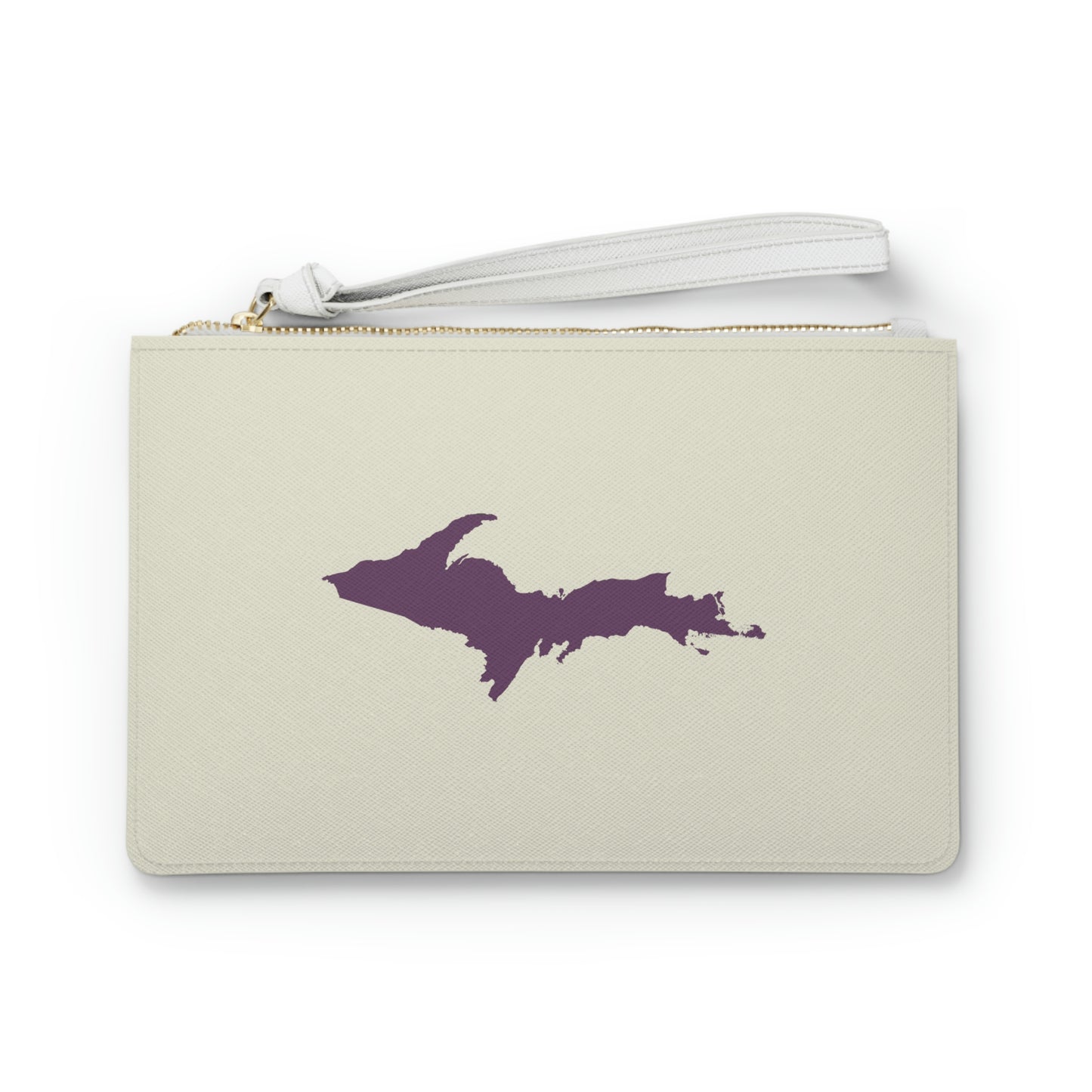 Michigan Upper Peninsula Clutch Bag (Ivory w/ Plum UP Outline)