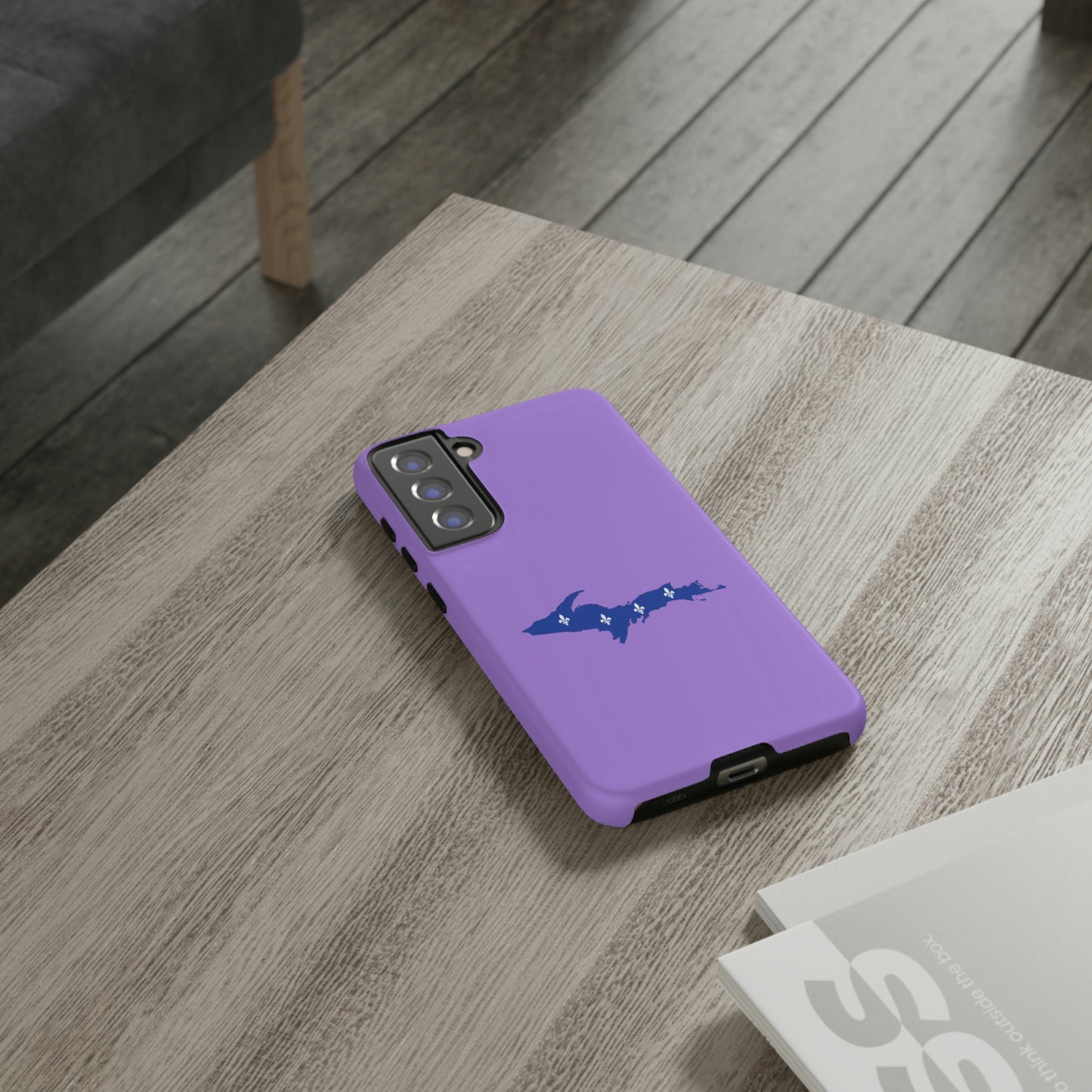 Michigan Upper Peninsula Tough Phone Case (Lavender w/ UP Quebec Flag Outline) | Samsung & Pixel Android