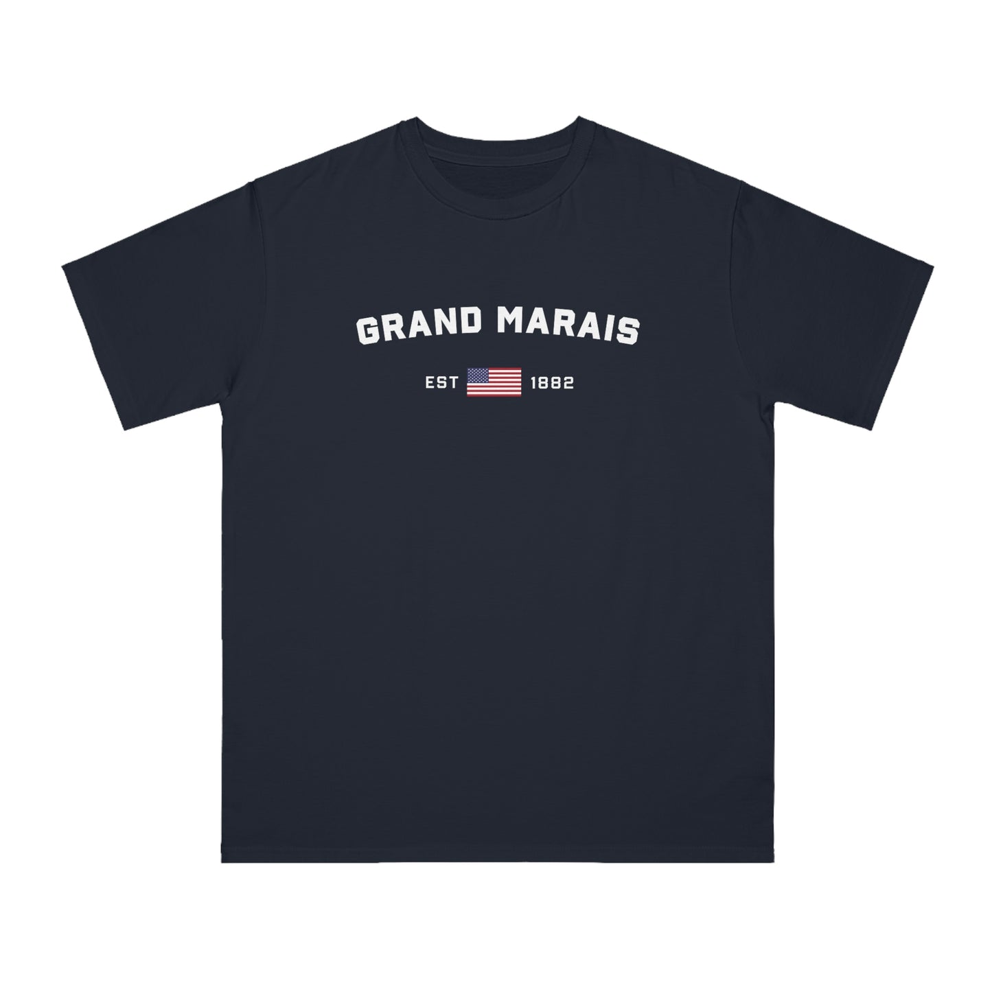 'Grand Marais EST 1882' T-Shirt (w/ USA Flag Outline) | Organic Unisex