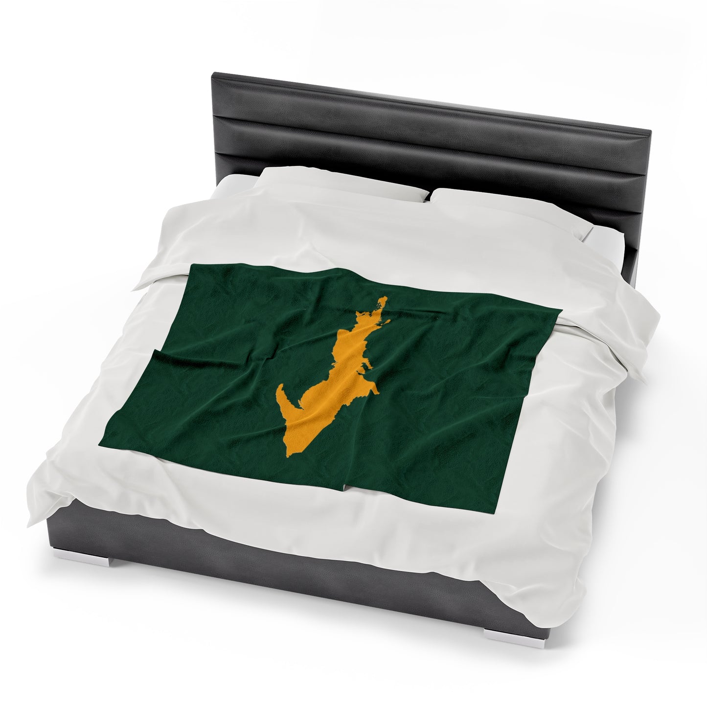 Michigan Upper Peninsula Plush Blanket (w/ Gold UP Outline) | Superior Green