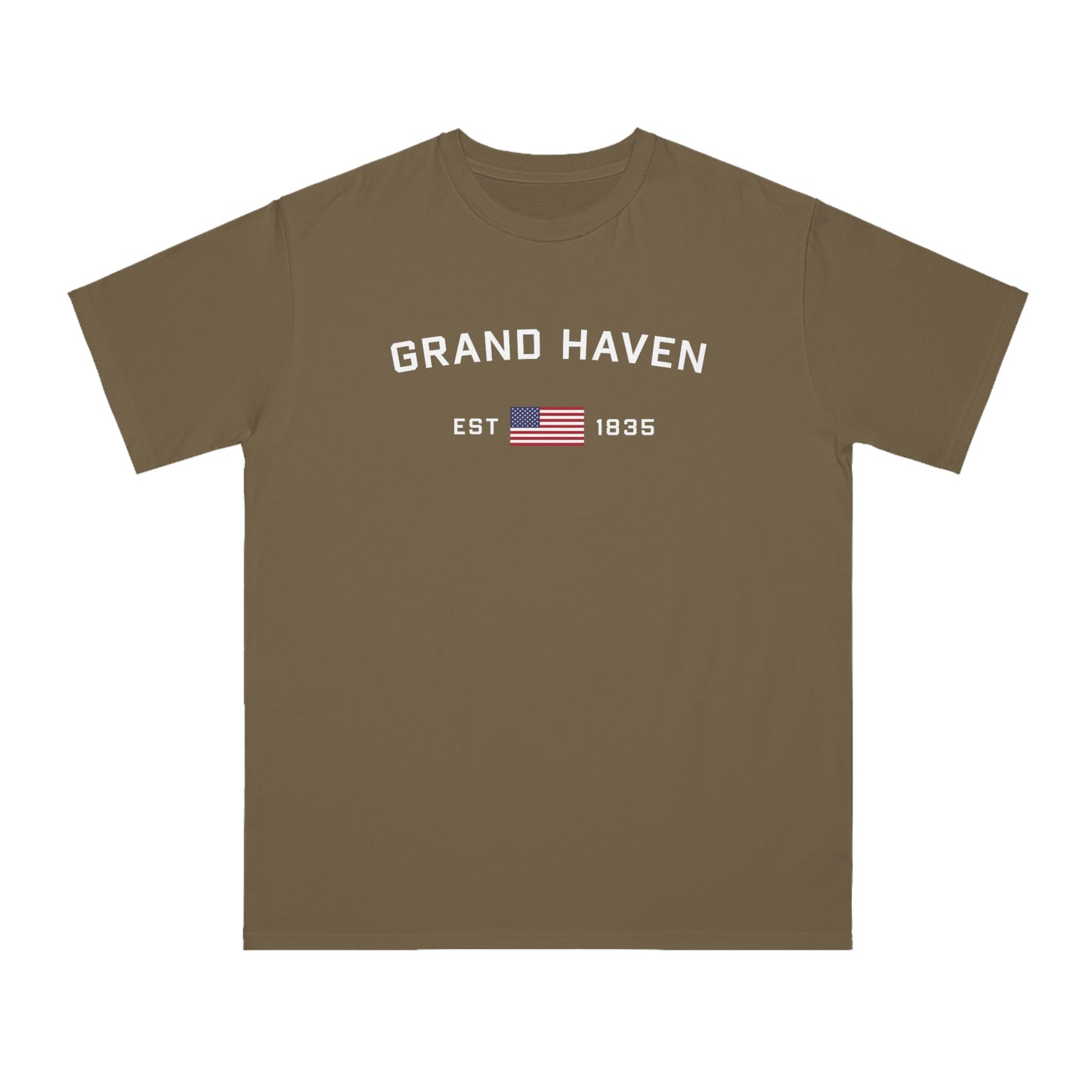 'Grand Haven EST 1835' T-Shirt (w/ USA Flag | Organic Unisex