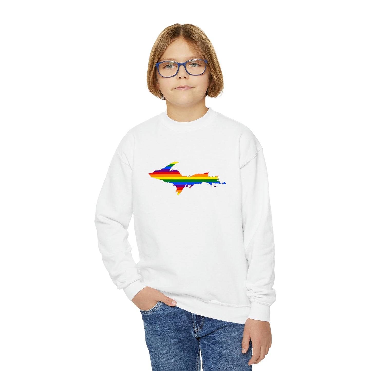 Michigan Upper Peninsula Youth Sweatshirt (w/ UP Pride Flag Outline)