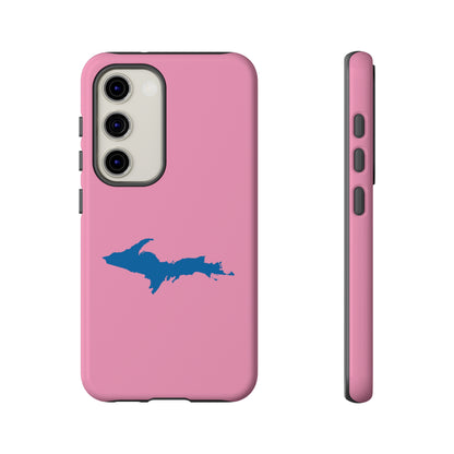 Michigan Upper Peninsula Tough Phone Case ('67 Caddie Pink w/ Azure UP Outline) | Samsung & Pixel Android