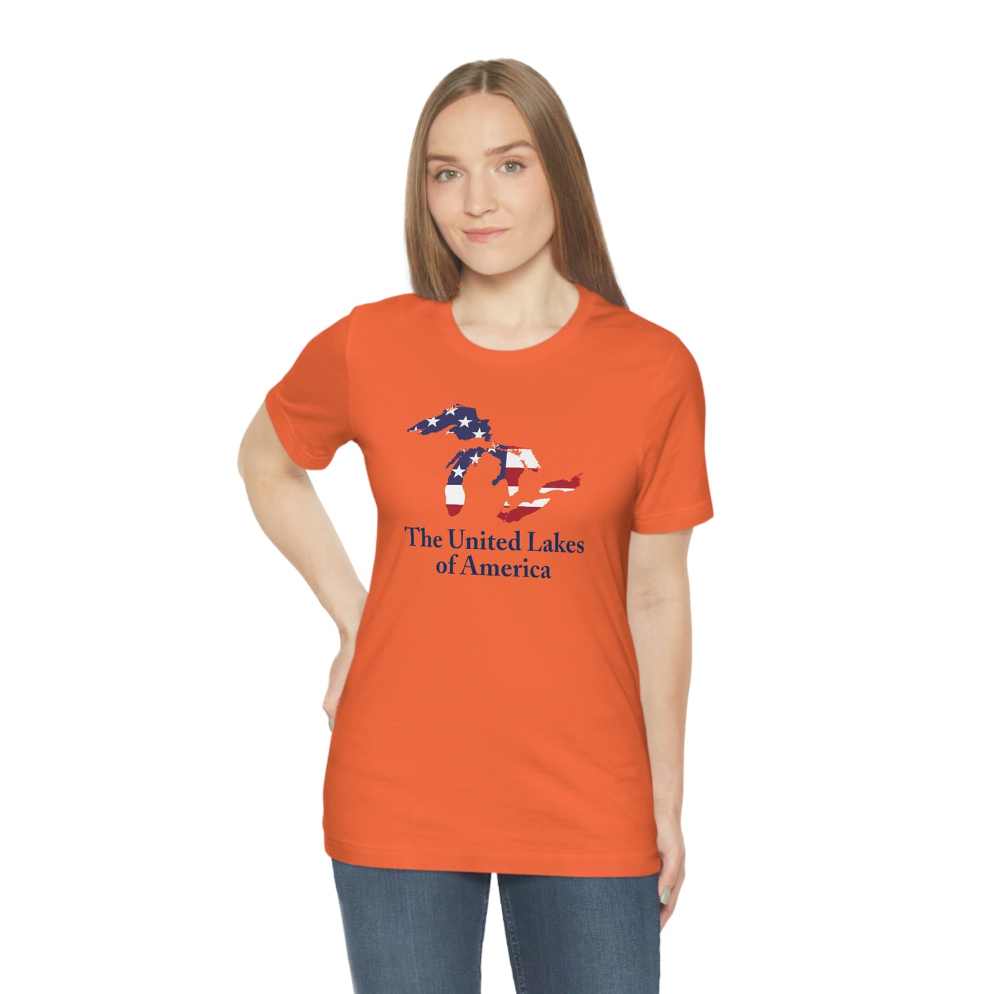 'The United Lakes of America' T-Shirt (w/ Great Lakes USA Flag Outline) | Unisex Standard Fit