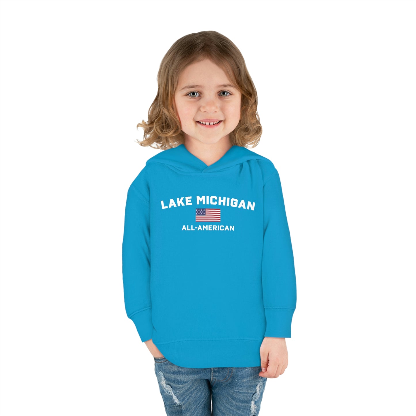 'Lake Michigan All-American' Hoodie (w/USA Flag Outline) | Unisex Toddler