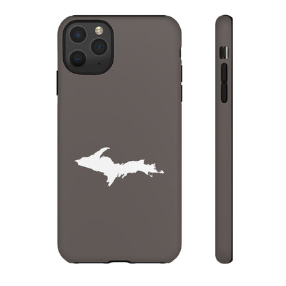 Michigan Upper Peninsula Tough Phone Case (Warren Tank Grey w/ UP Outline) | Apple iPhone