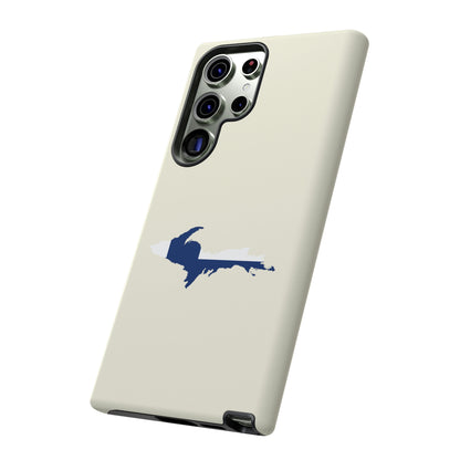 Michigan Upper Peninsula Tough Phone Case (Ivory Color w/ UP Finland Flag Outline) | Samsung & Pixel Android