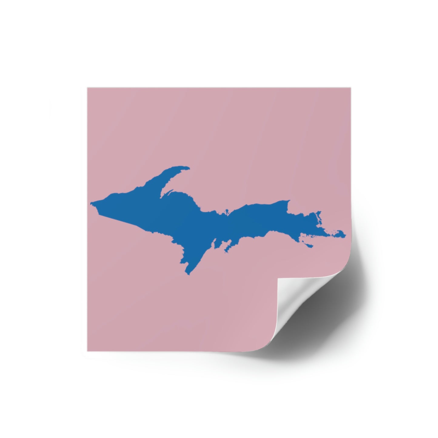 Michigan Upper Peninsula Square Sticker (Pink w/ Azure UP Outline) | Indoor/Outdoor