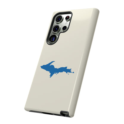 Michigan Upper Peninsula Tough Phone Case (Ivory Color w/ Azure UP Outline) | Samsung & Pixel Android