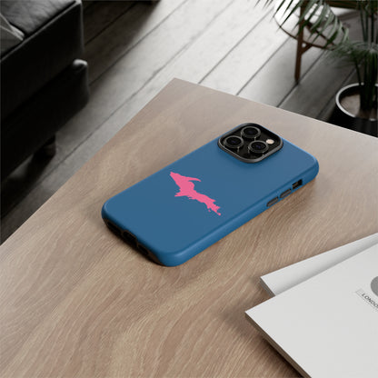 Michigan Upper Peninsula Tough Phone Case (Blueberry w/ Pink UP Outline) | Apple iPhone