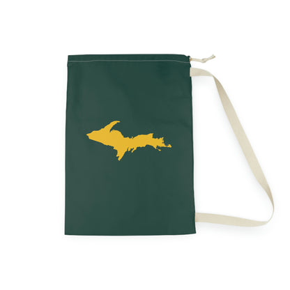 Michigan Upper Peninsula Laundry Bag (Green w/ Gold UP Outline)