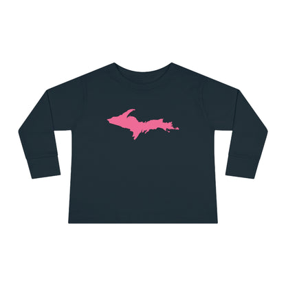 Michigan Upper Peninsula T-Shirt (w/ Pink UP Outline) | Toddler Long Sleeve